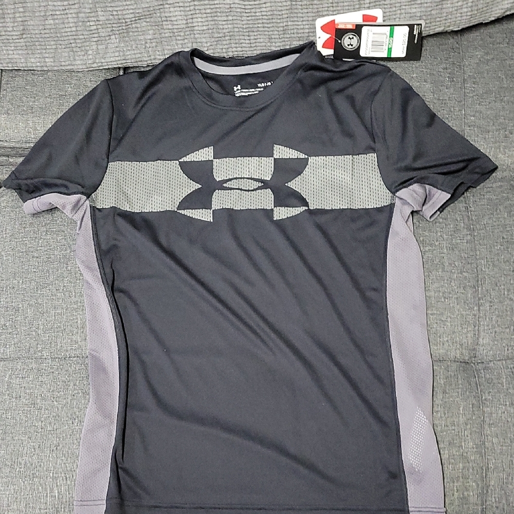 Under Armour Charcoal and Light Gray Performance Tee Youth